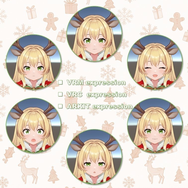 【オリジナル3Dモデル】Xmas Deer (VRM / VRCHAT)