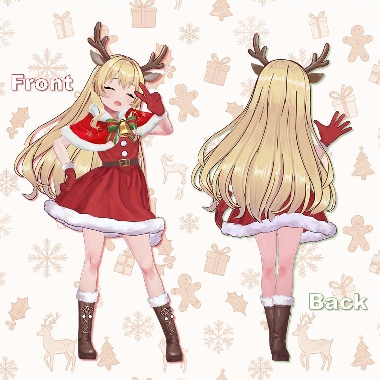 【オリジナル3Dモデル】Xmas Deer (VRM / VRCHAT)