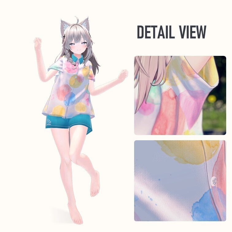 【7アバター対応 / MA対応】夏日水彩宽松衬衫 (Watercolor Loose Shirt)