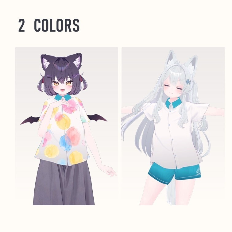 【7アバター対応 / MA対応】夏日水彩宽松衬衫 (Watercolor Loose Shirt)
