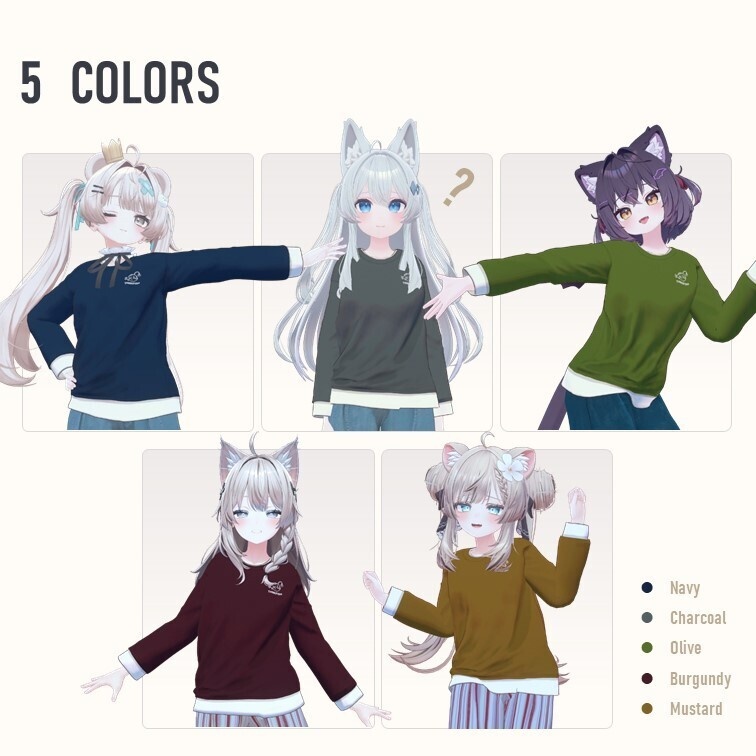 【7アバター対応 / MA対応】レイヤード風ルーズロンT (Layered Loose Long Sleeve)