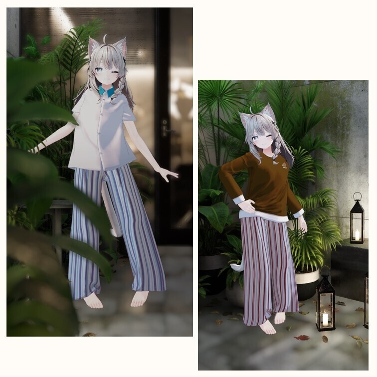 【7アバター対応 / MA対応】ウォッシュドワイドデニム (Washed Wide-leg Denim)