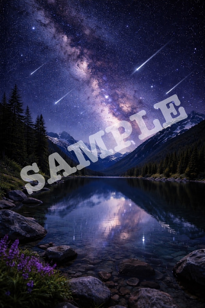 幻想の夜空と湖 スマホ壁紙セット(10枚)