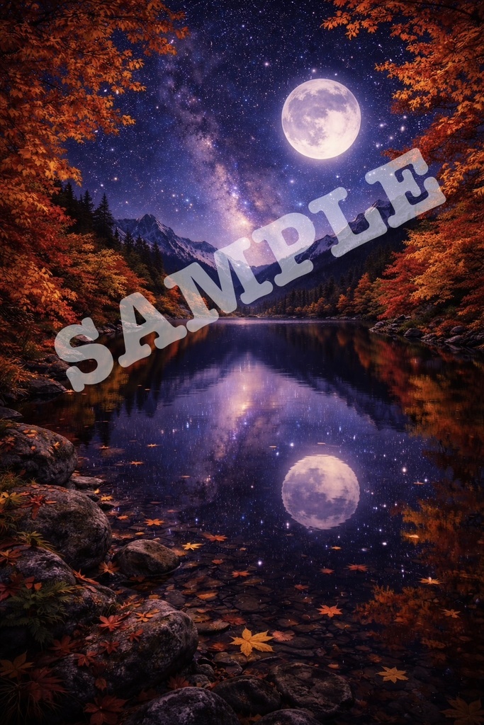 幻想の夜空と湖 スマホ壁紙セット（10枚）