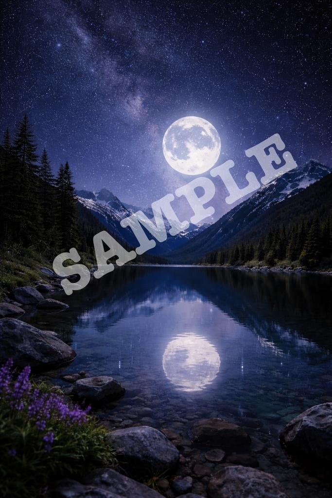 幻想の夜空と湖 スマホ壁紙セット(10枚)