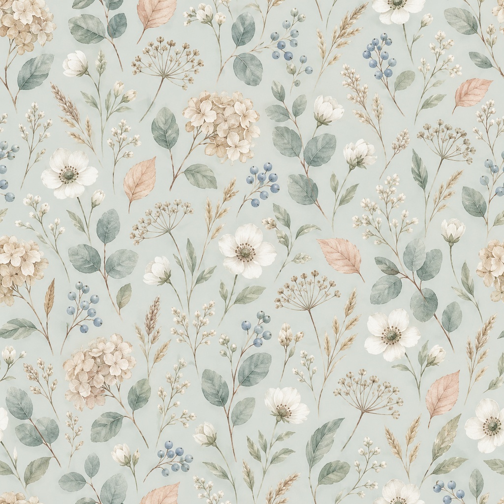 秋の草花と木の実を 描いた デジタルペーパー7種