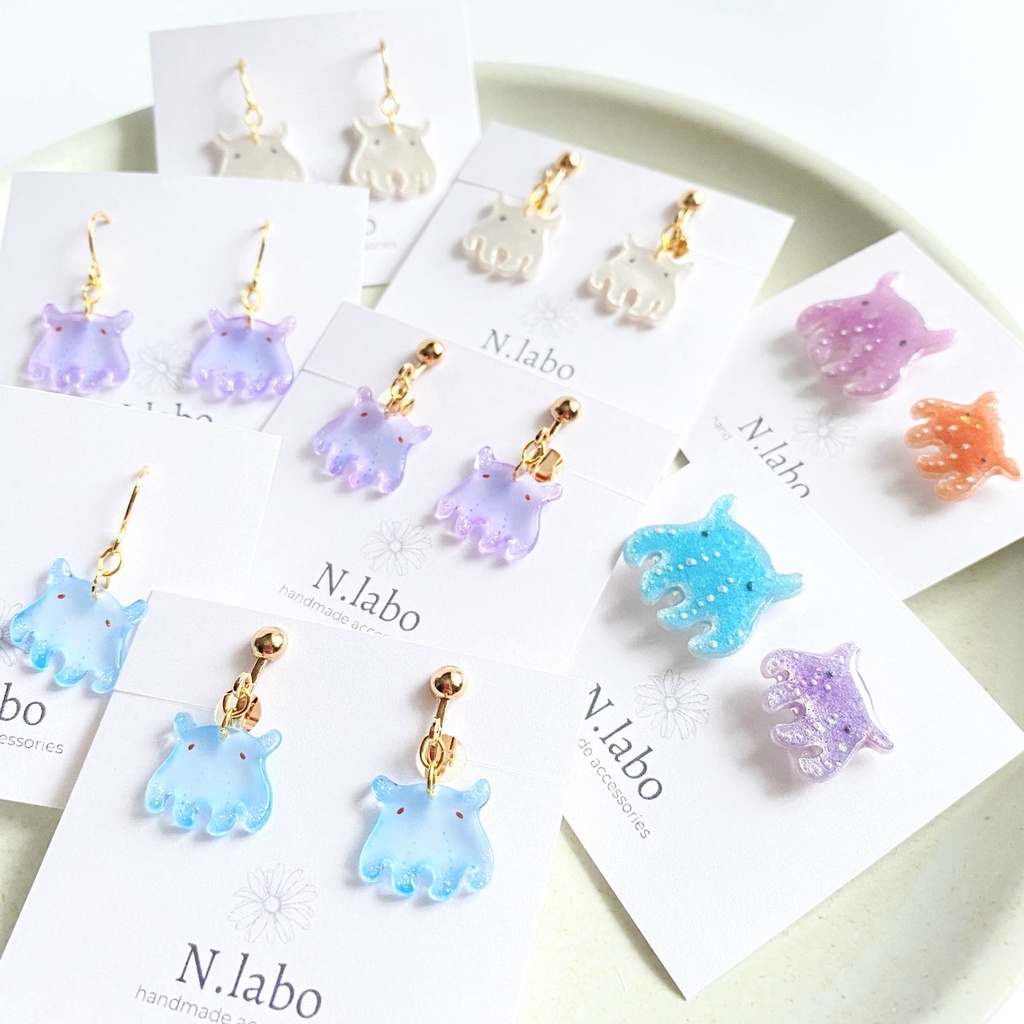 パステルパープルなメンダコ ピアス/イヤリング