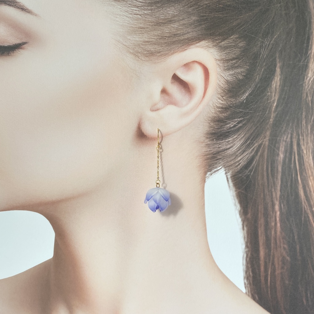 逆さ蓮(青紫) ピアス/イヤリング