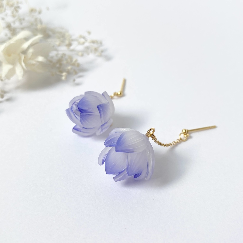 逆さ蓮(青紫) ピアス/イヤリング