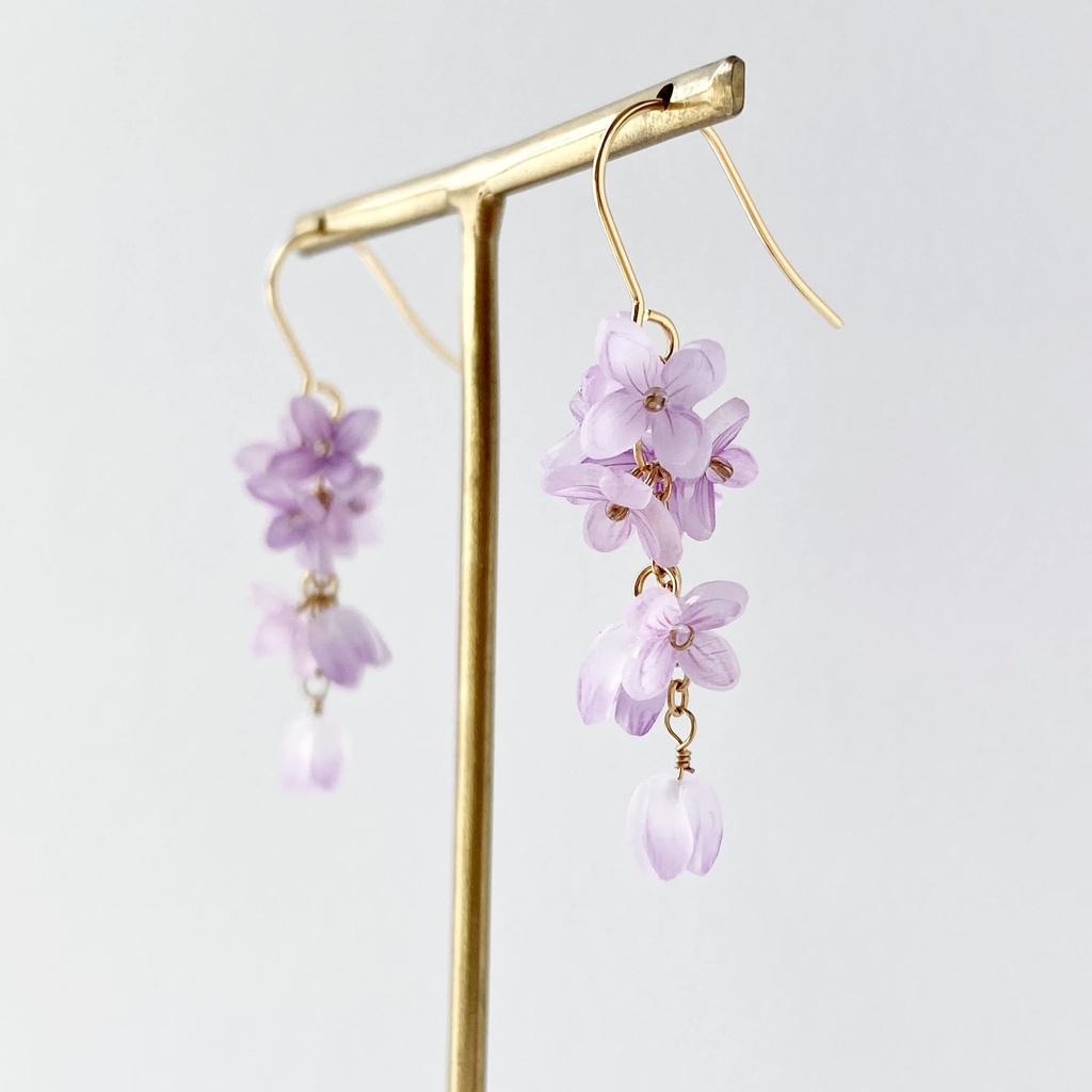 ライラック ピンク×ゴールド ピアス/イヤリング