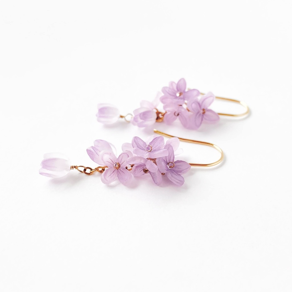 ライラック ピンク×ゴールド ピアス/イヤリング