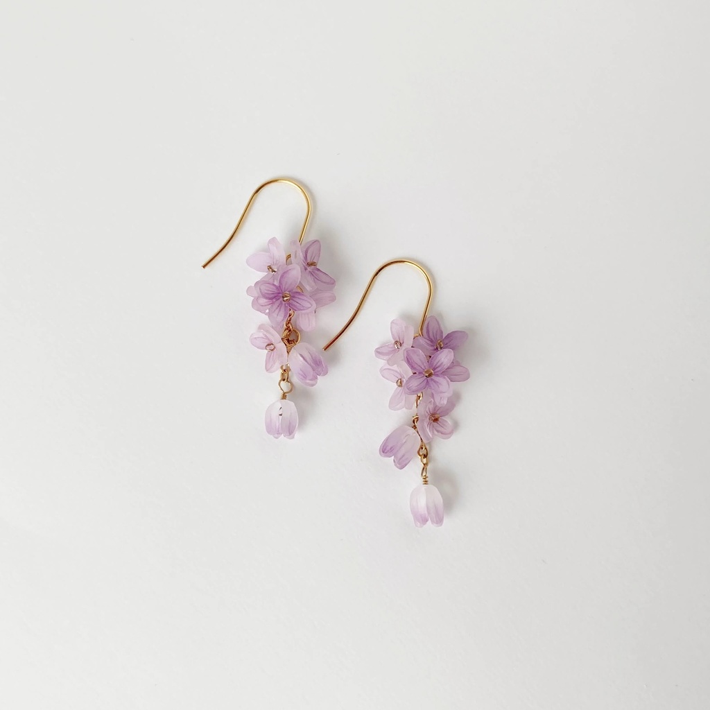 ライラック ピンク×ゴールド ピアス/イヤリング