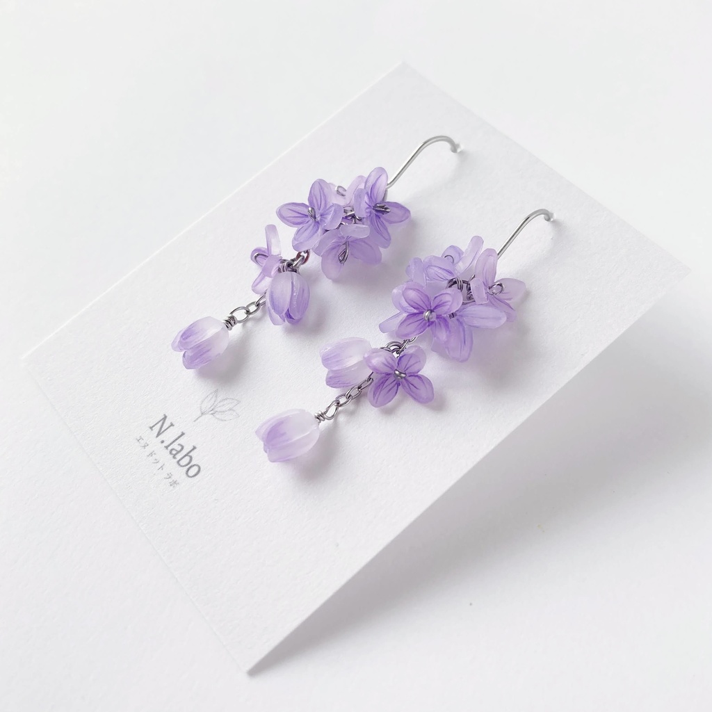 ライラック パープル×シルバー ピアス/イヤリング
