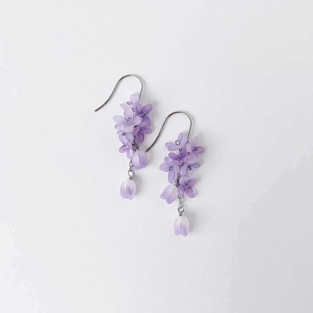 ライラック パープル×シルバー ピアス/イヤリング