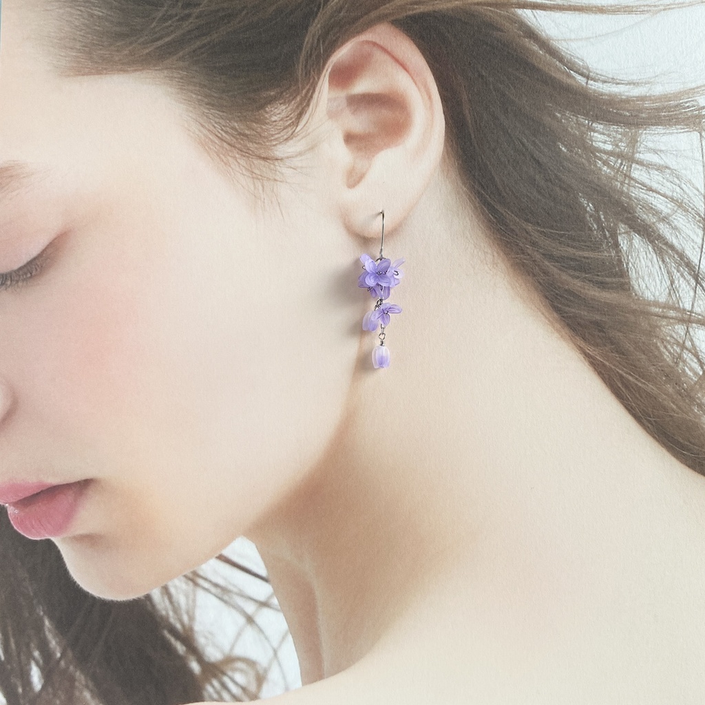 ライラック パープル×シルバー ピアス/イヤリング