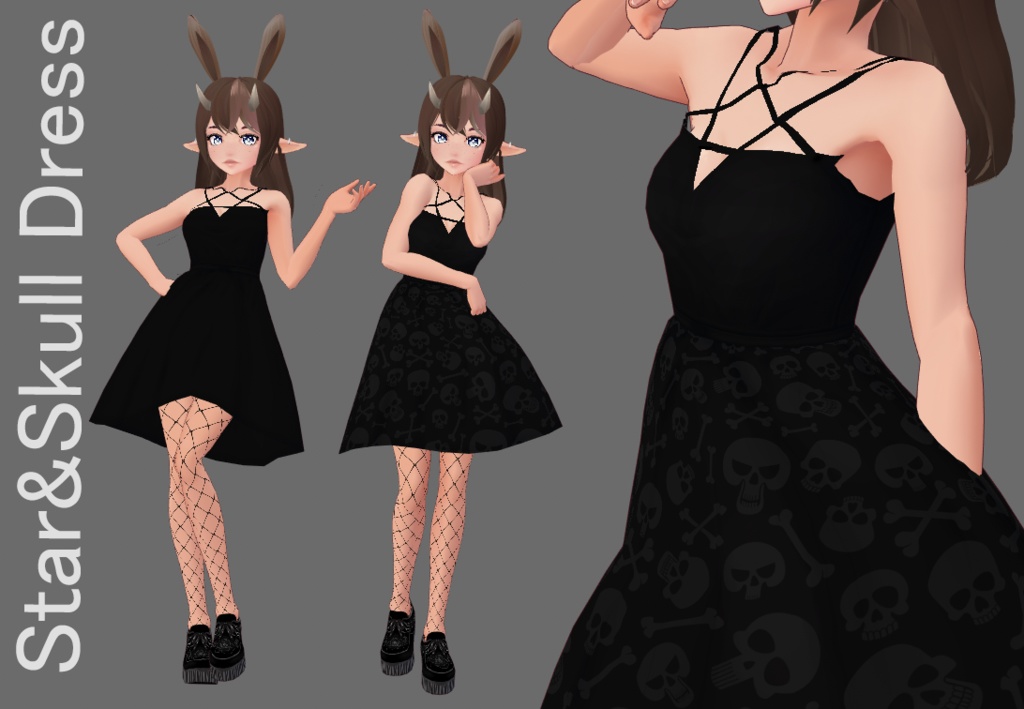 [FREE VROID TEXTURE] Star and Skull Dress
