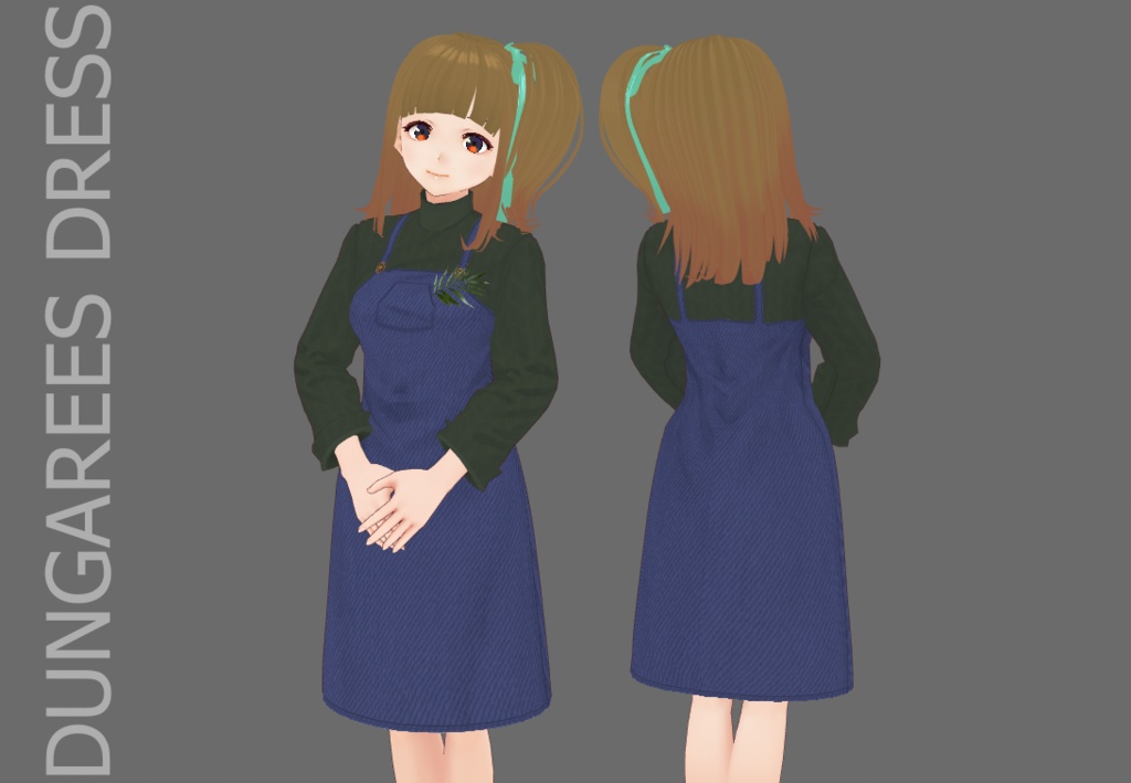 [FREE VROID TEXTURE] Leaf overalls dress