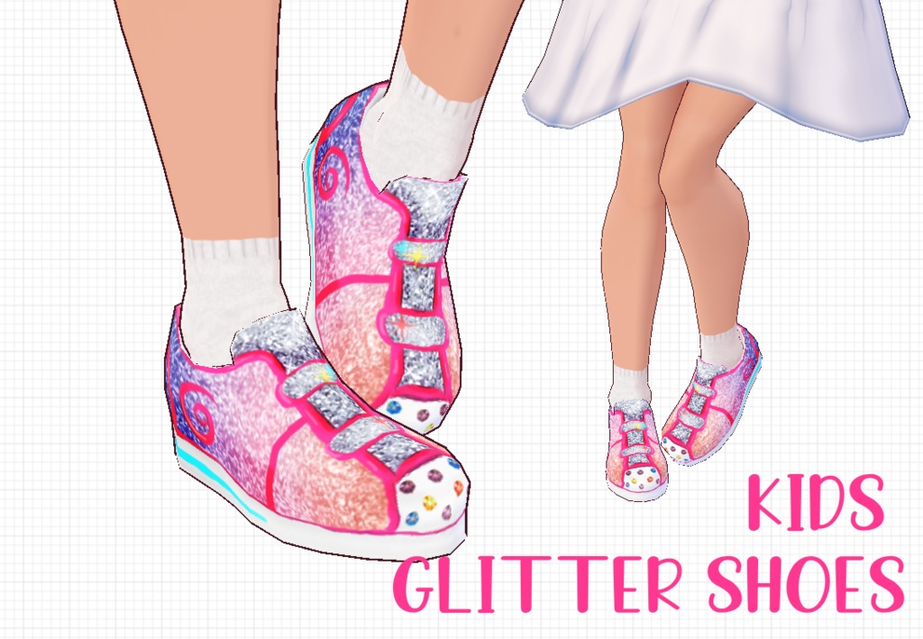 FREE [VROID TEXTURE] Kids Glitter Shoes
