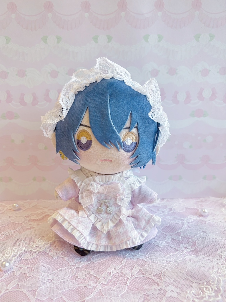 千鳥柄ハートエプロンワンピース 16cmぬい服