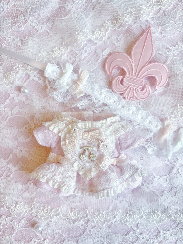 千鳥柄ハートエプロンワンピース 16cmぬい服