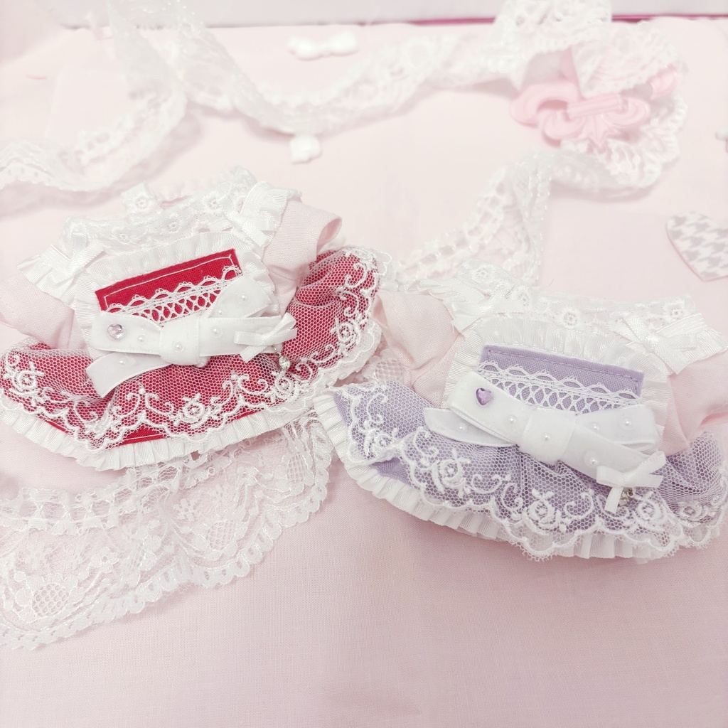 サンドリヨンワンピース ピンク×赤 16cm ぬい服
