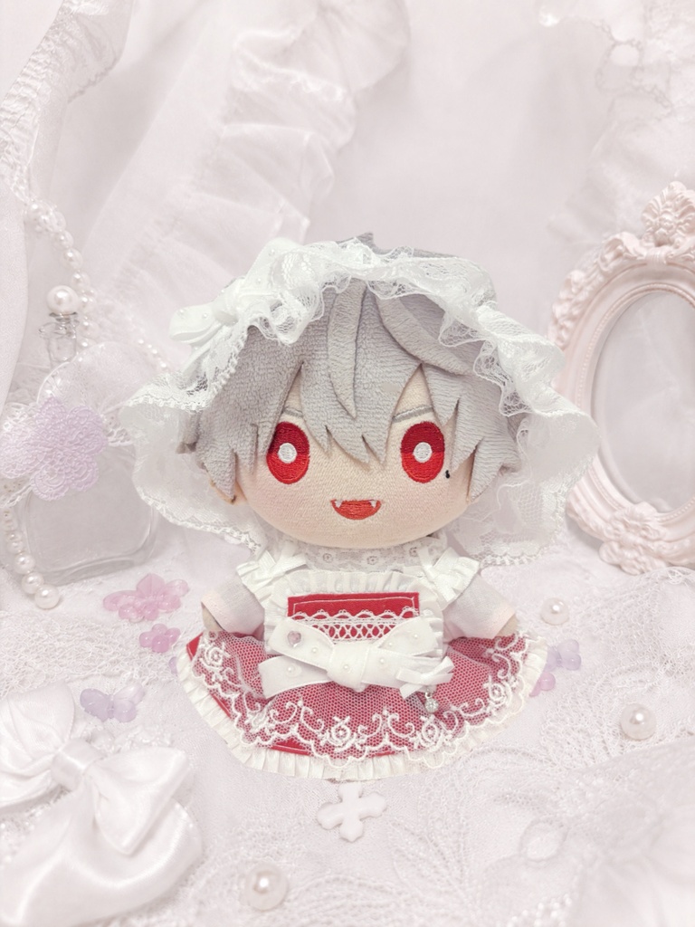 サンドリヨンワンピース ピンク×赤 16cm ぬい服