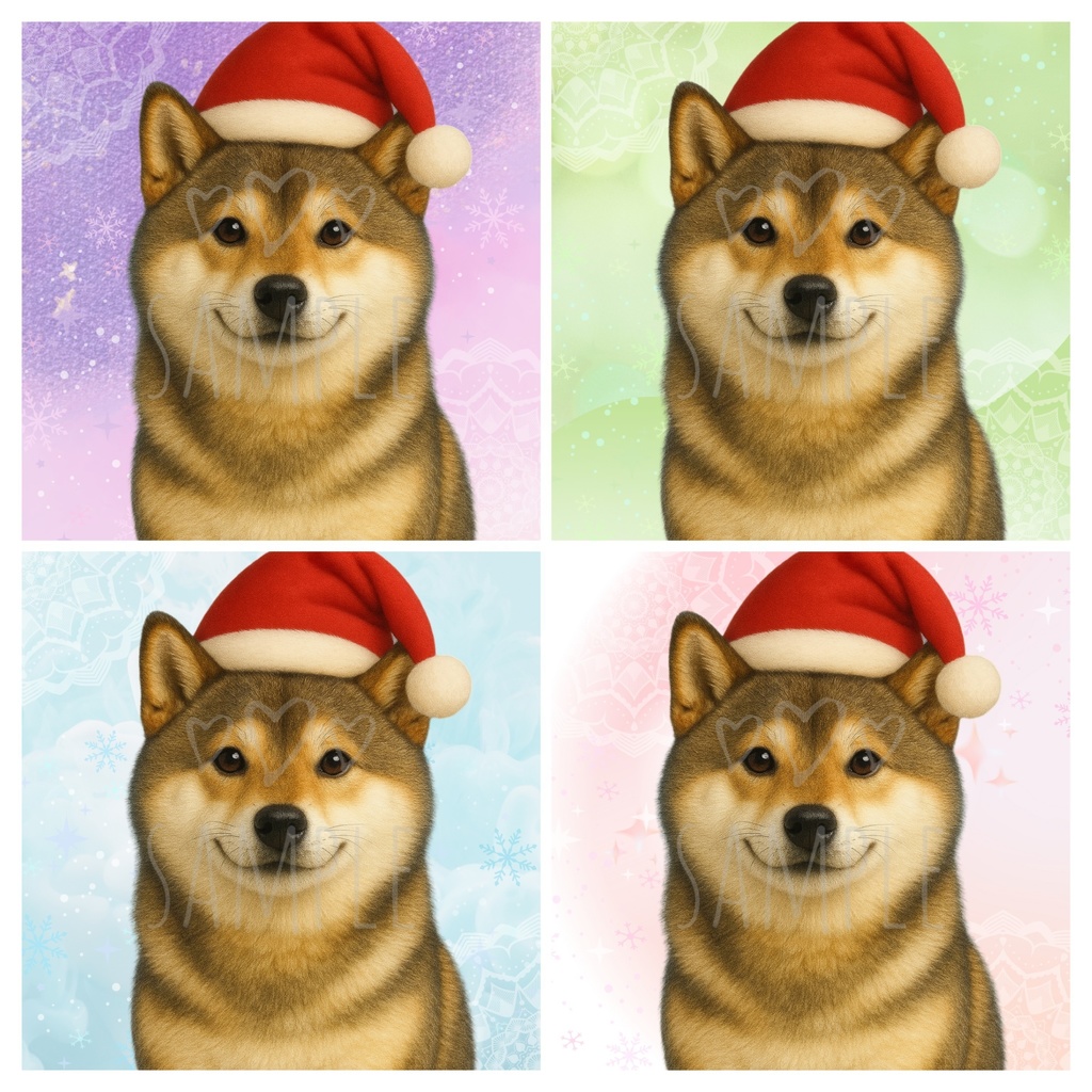 胡麻柴×サンタ｜SNSアイコン4点セット（ラベンダー/グリーン/ピンク/ブルー）