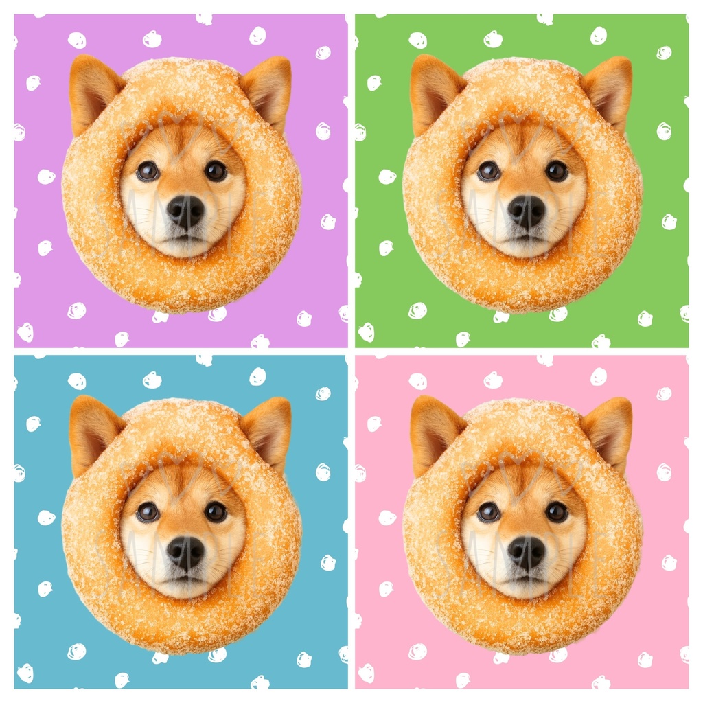 赤柴×ドーナツ｜SNSアイコン4点セット（ラベンダー/グリーン/ピンク/ブルー）