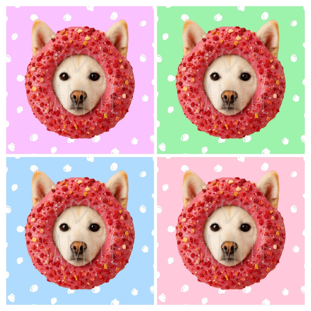 白柴×ドーナツ｜SNSアイコン4点セット（ラベンダー/グリーン/ピンク/ブルー）