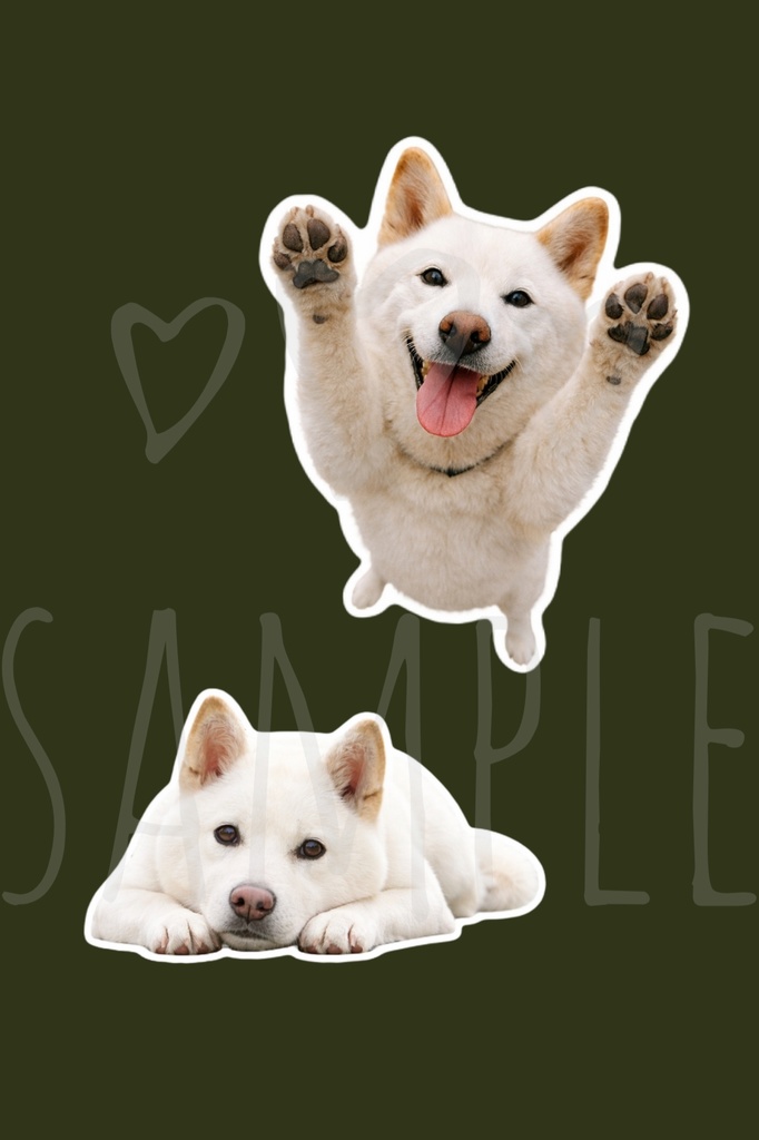 白柴ステッカー|背景透過8点セット