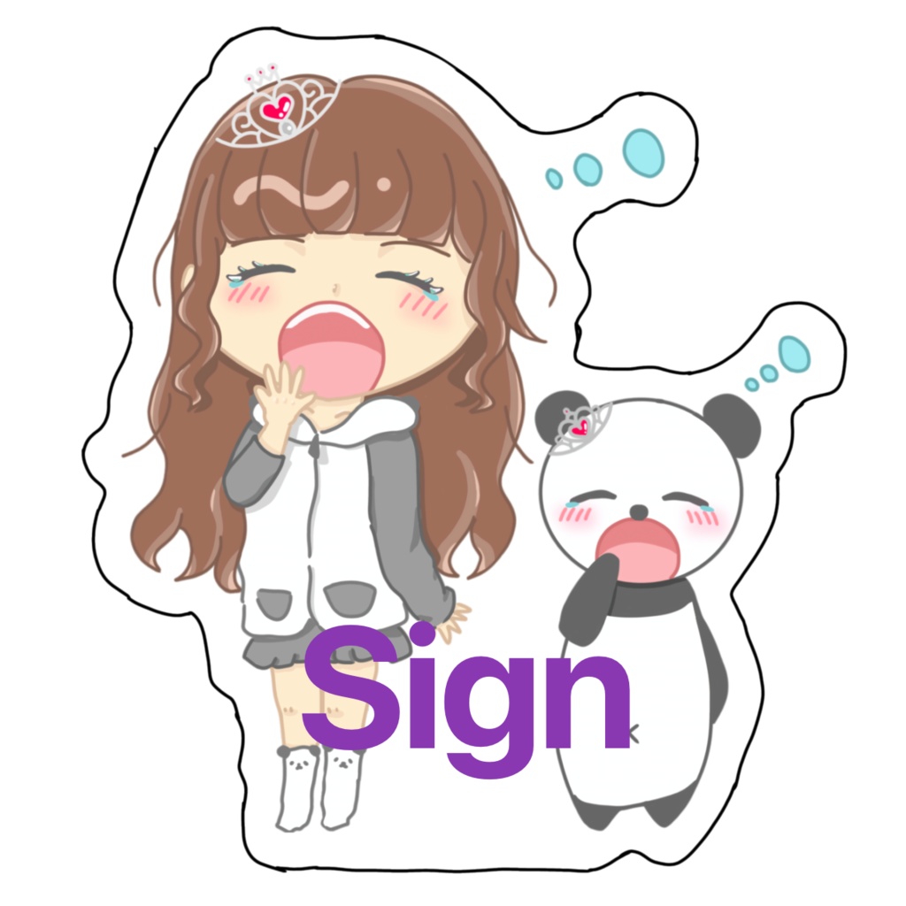 みおんイラストシール  サイン入り  ねむねむみおんとパン♡パパンver