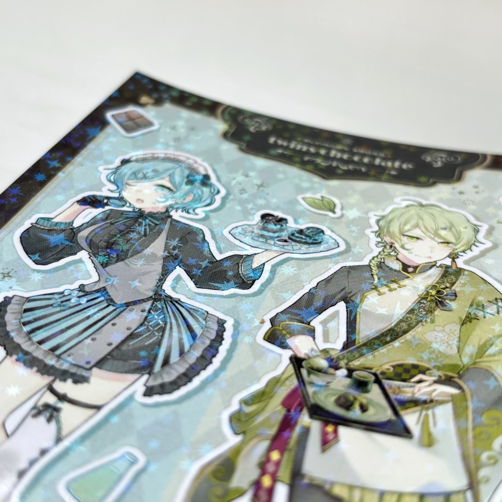 ホロ加工ポストカード (キービジュアル/表紙フィリア/緑双子チョコレート)