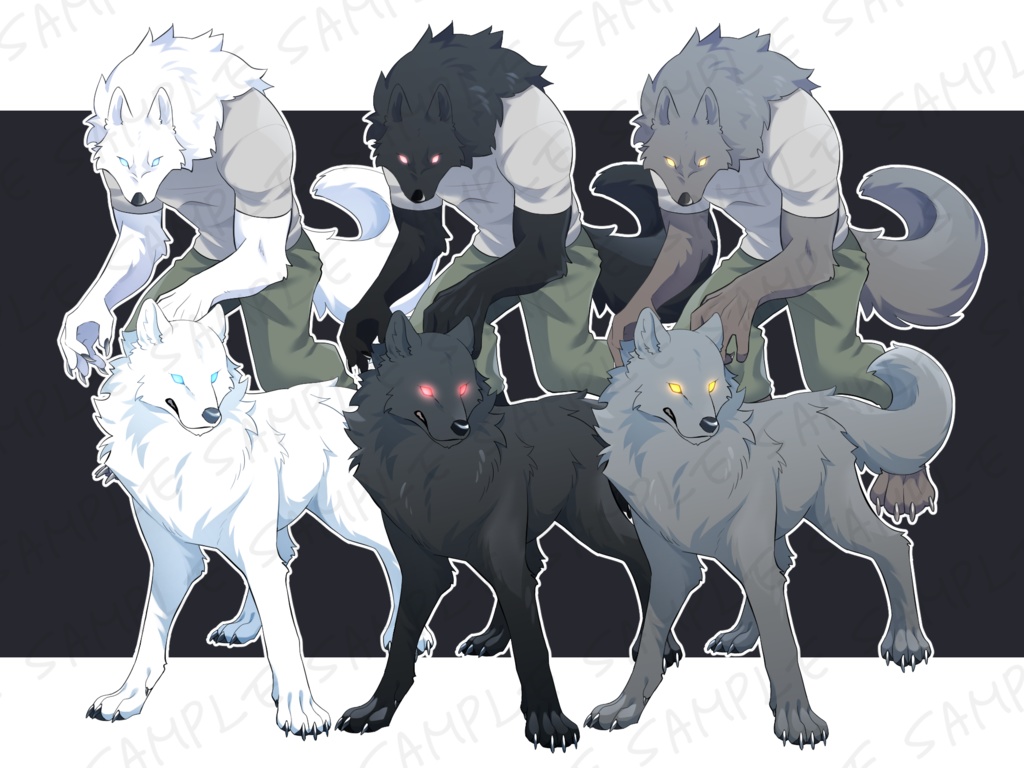 狼・狼人間立ち絵素材