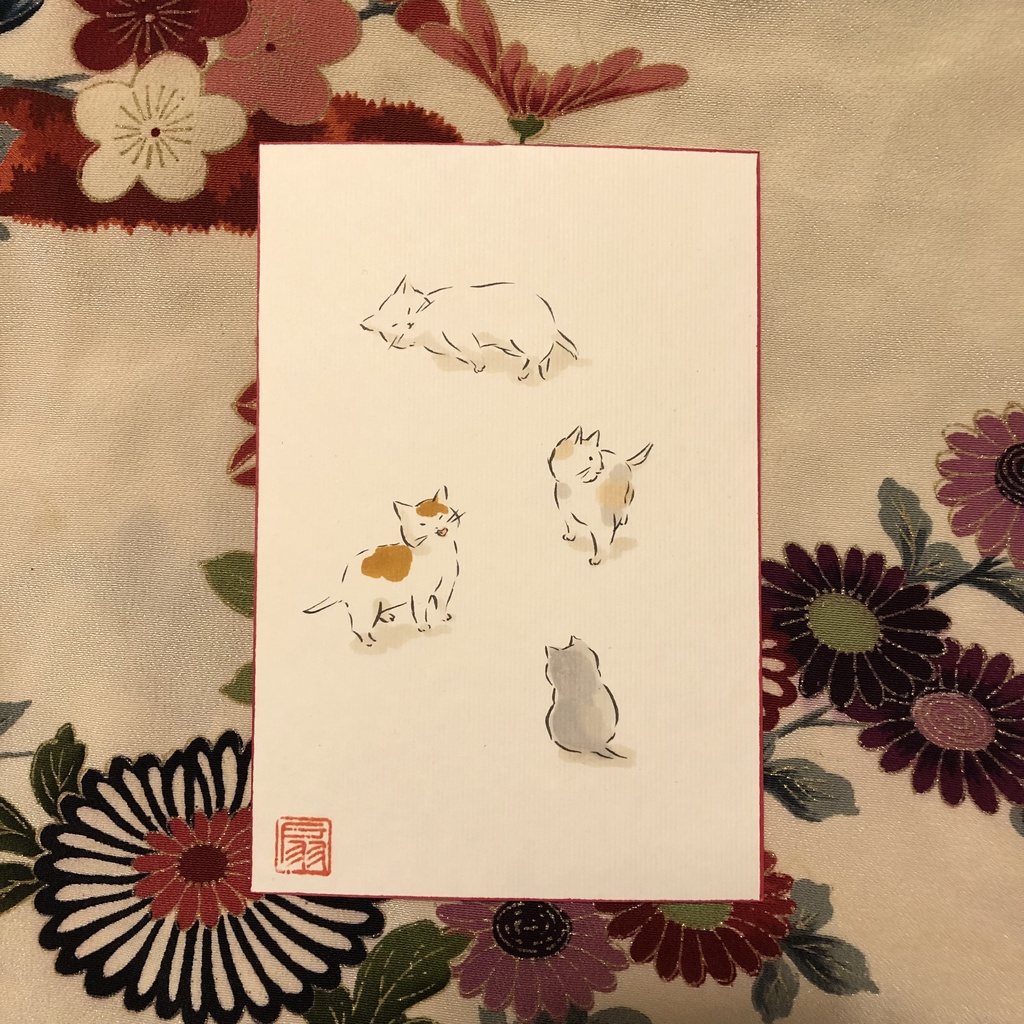 【手描きハガキ】仔猫図③