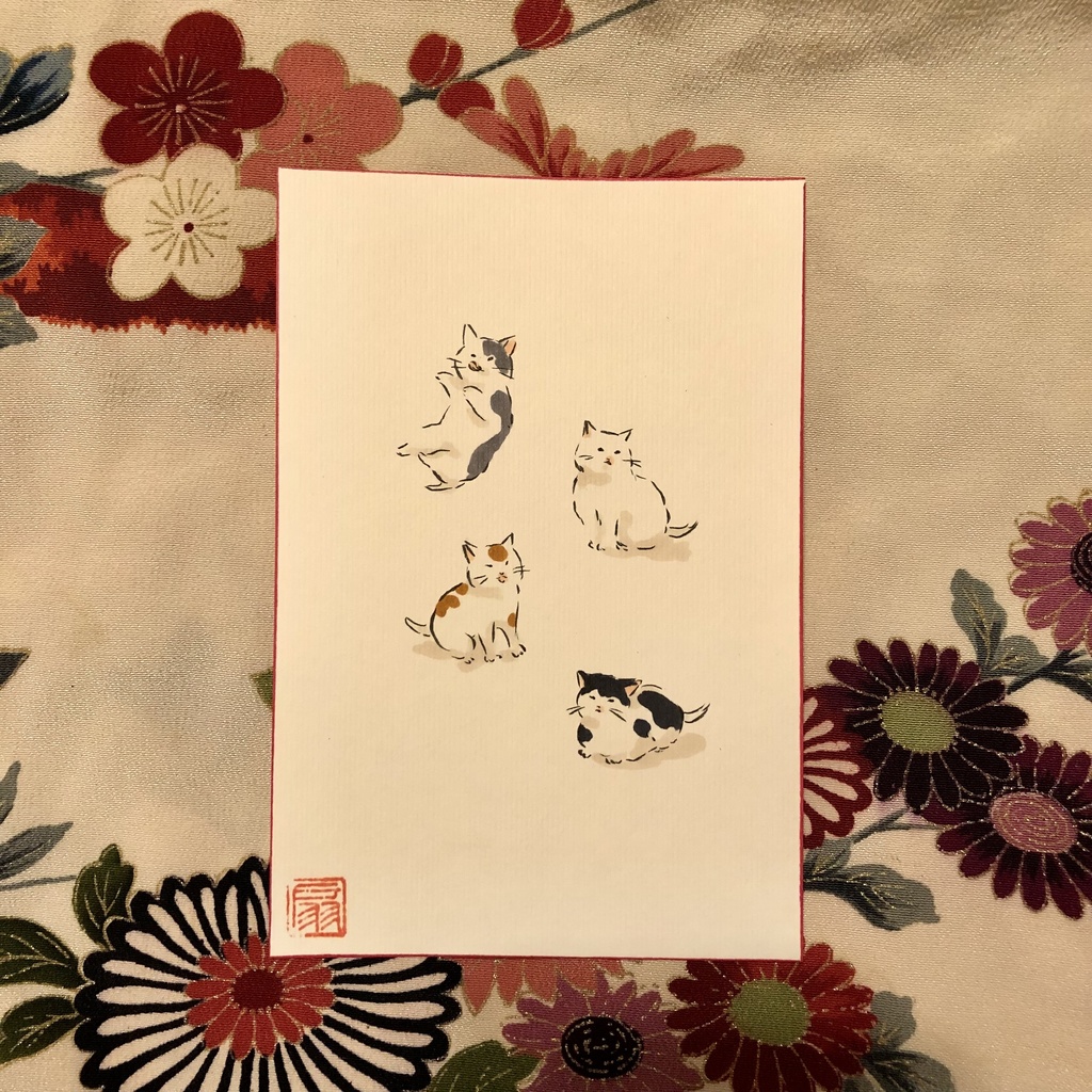 【手描きハガキ】仔猫図④
