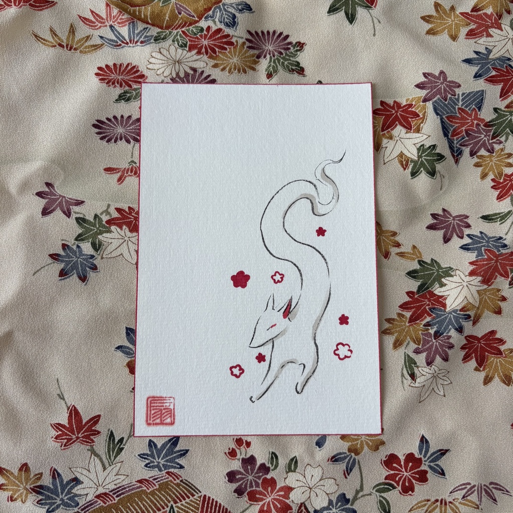 【手描きハガキ】管狐