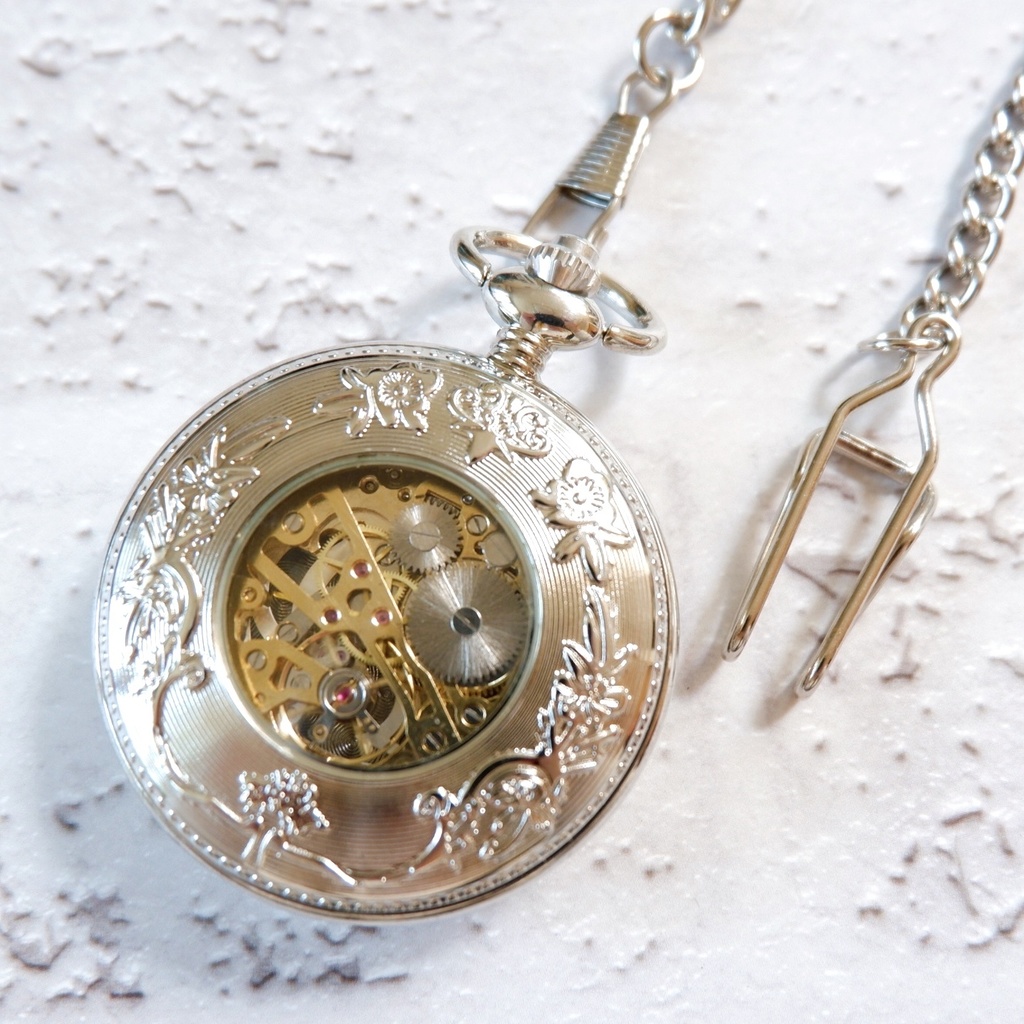 装飾手巻き式懐中時計 真昼の月