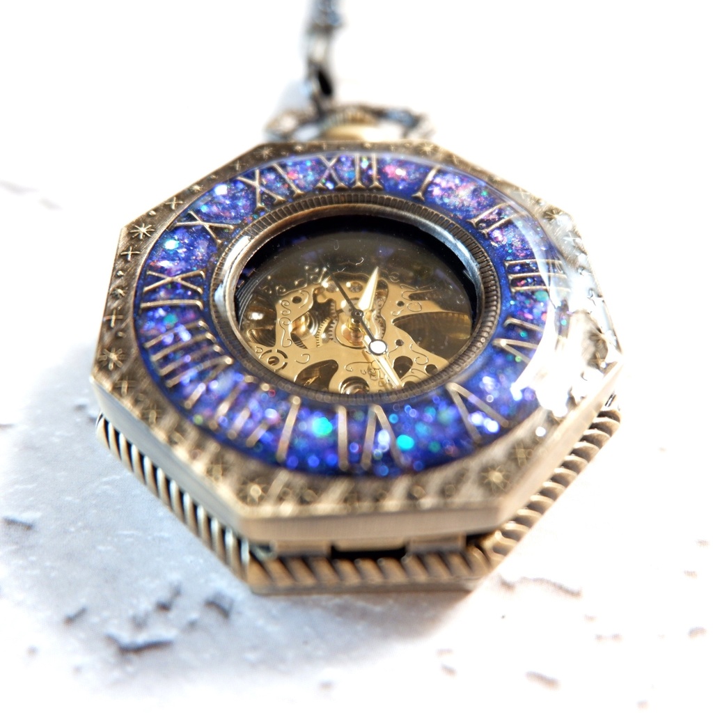 装飾手巻き式懐中時計 オクタゴン