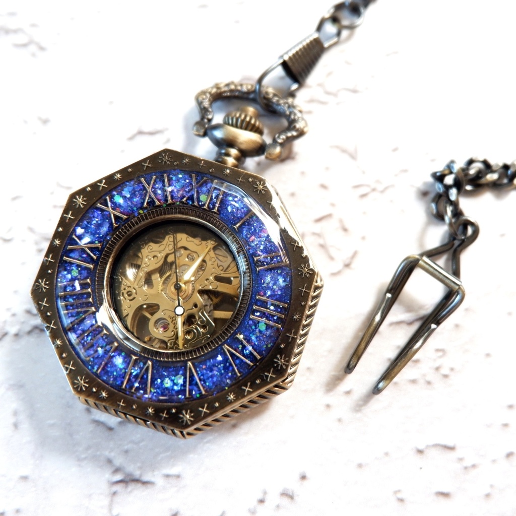 装飾手巻き式懐中時計 オクタゴン