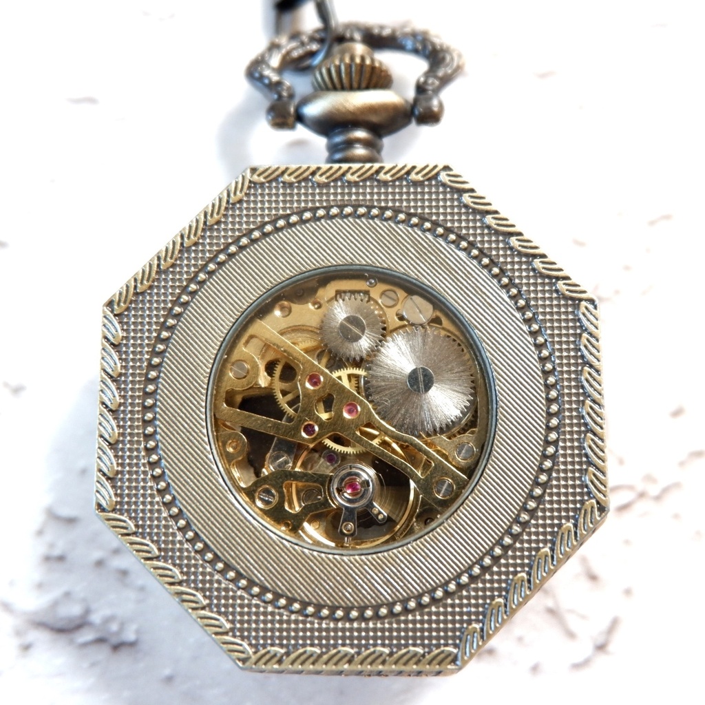 装飾手巻き式懐中時計 オクタゴン