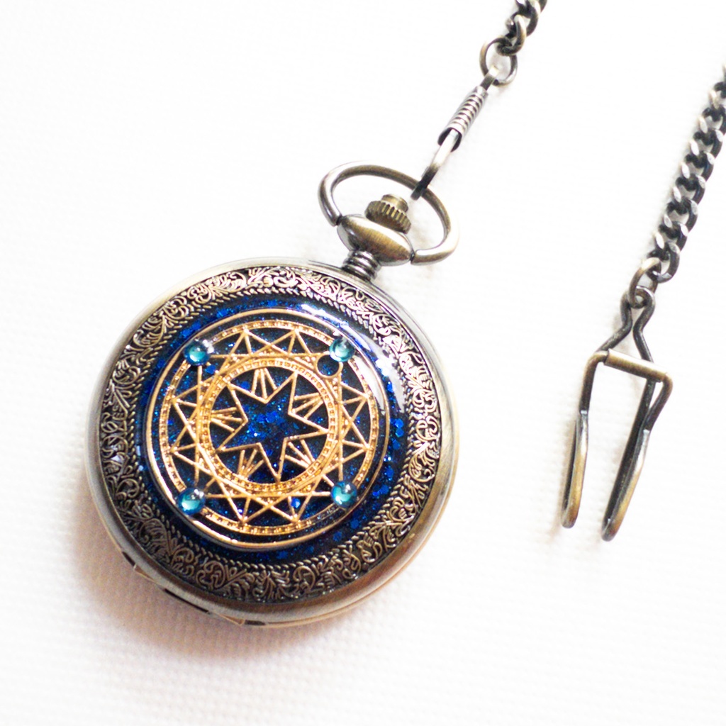 受注再販 装飾手巻き式懐中時計 魔法陣 星