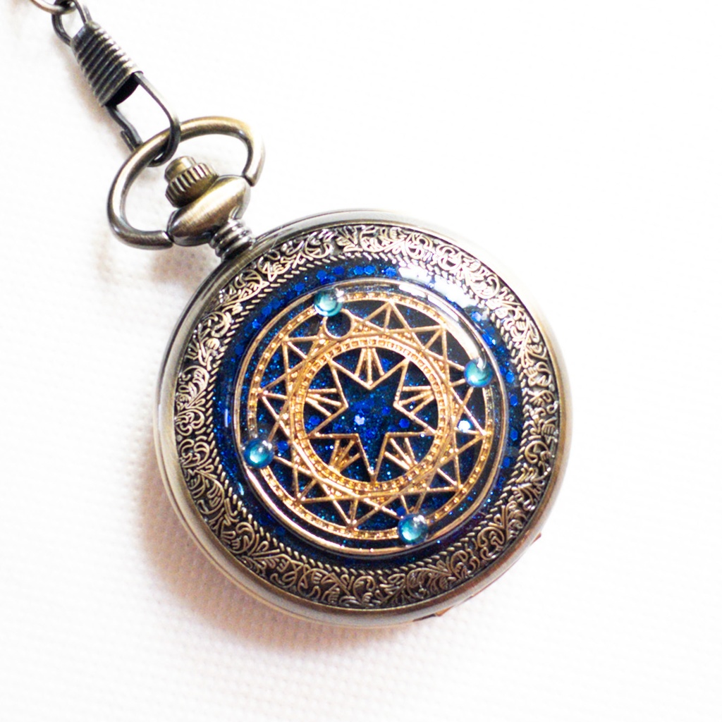 受注再販 装飾手巻き式懐中時計 魔法陣 星