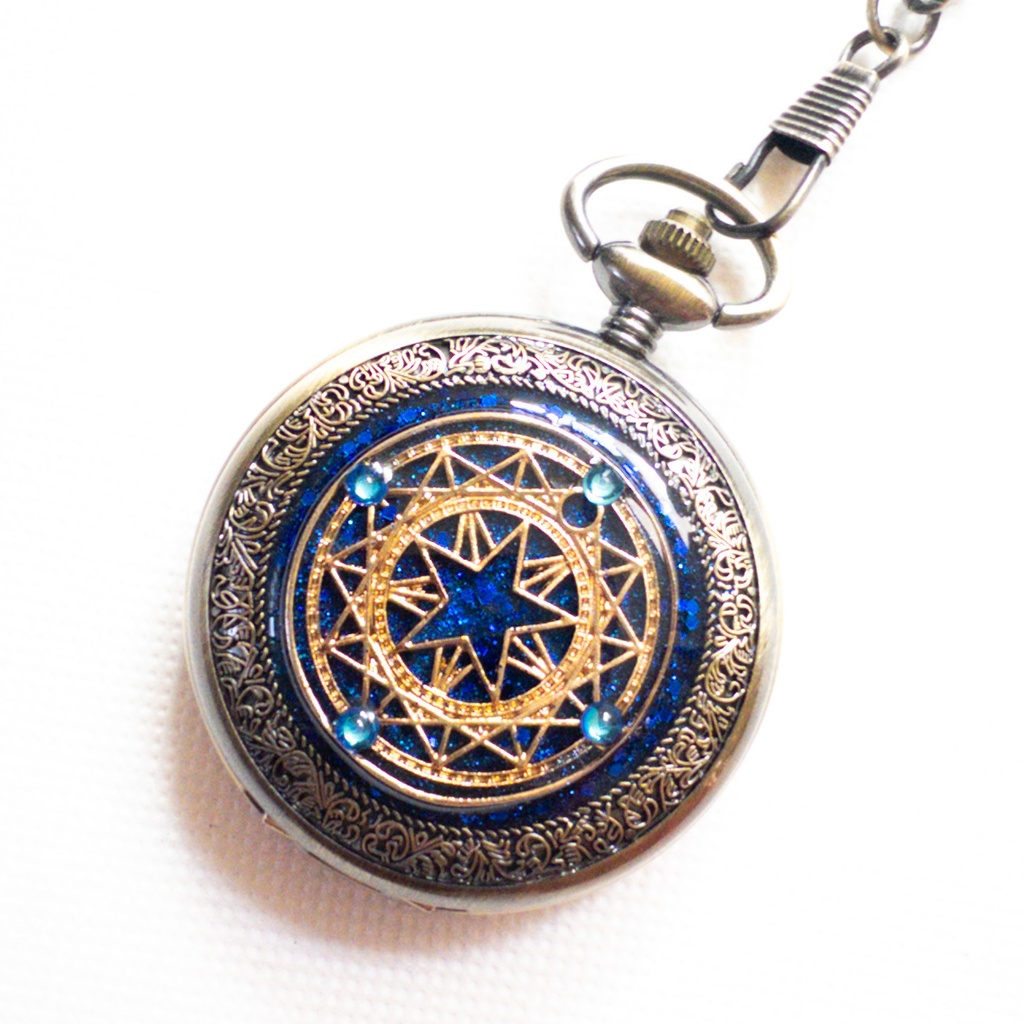 受注再販 装飾手巻き式懐中時計 魔法陣 星