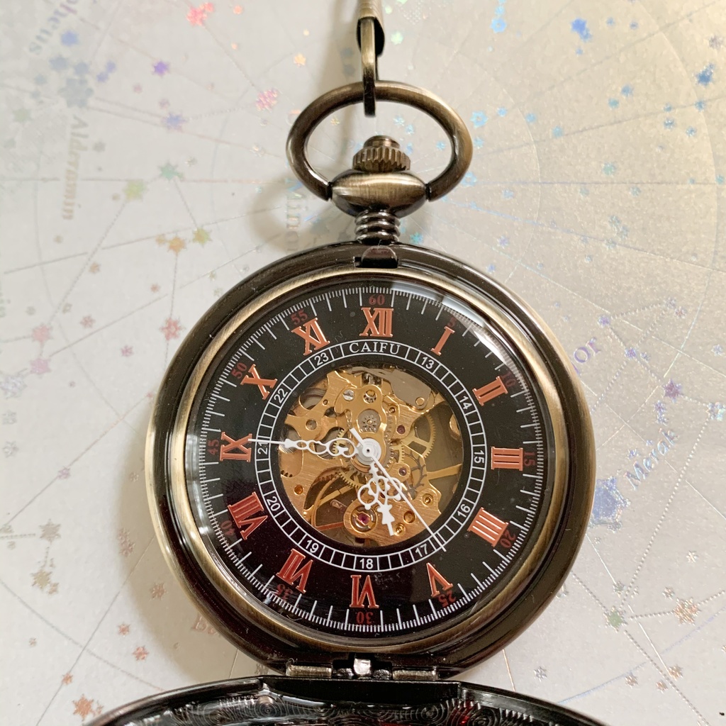 装飾手巻き式懐中時計 赤龍