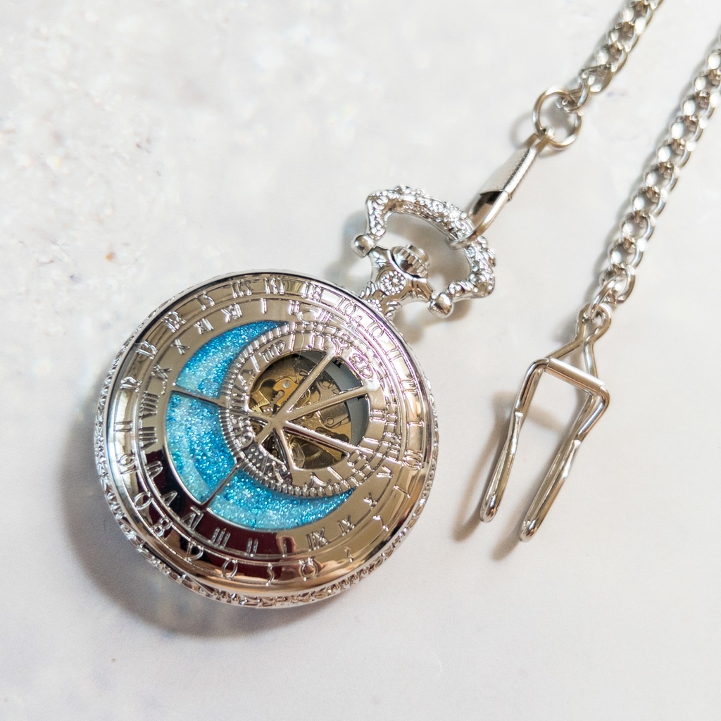 装飾手巻き式懐中時計 真昼の月