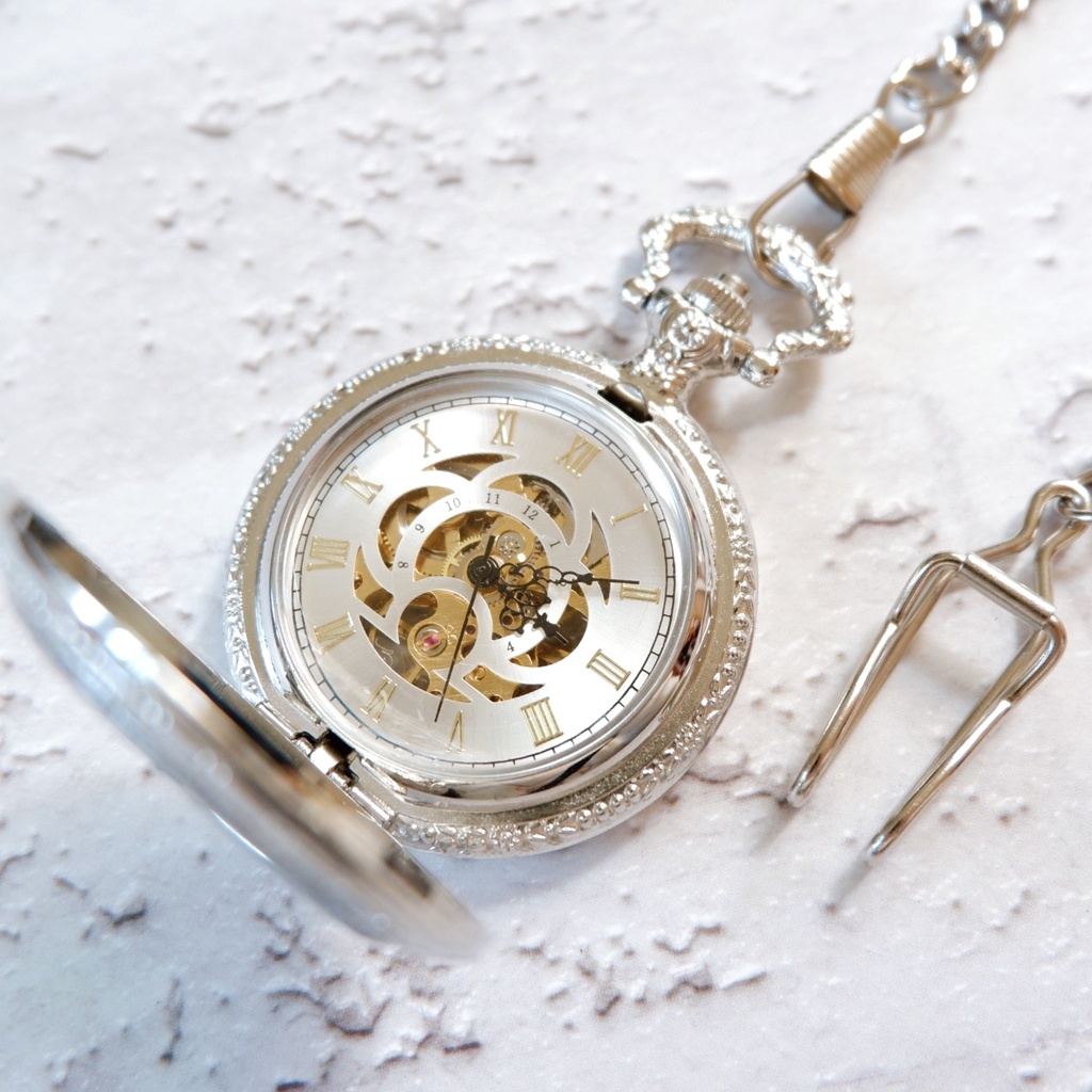 装飾手巻き式懐中時計 真昼の月