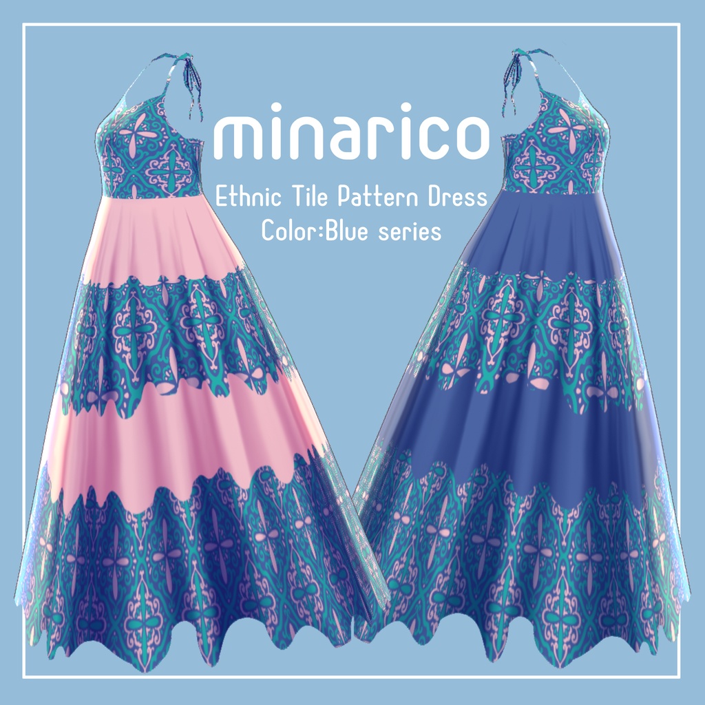 【Vroid】Ethnic Tile Pattern Dress_Blue series