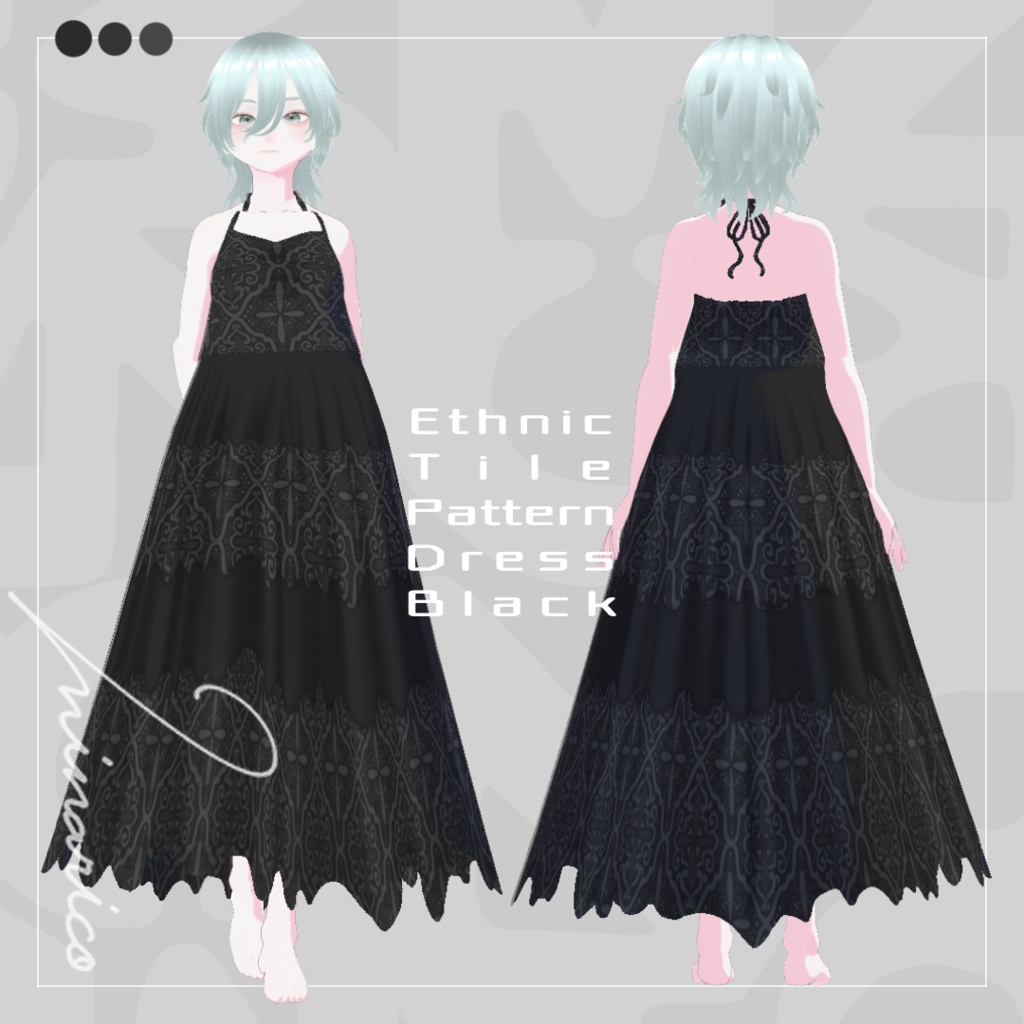【Vroid】Ethnic Tile Pattern Dress_White series