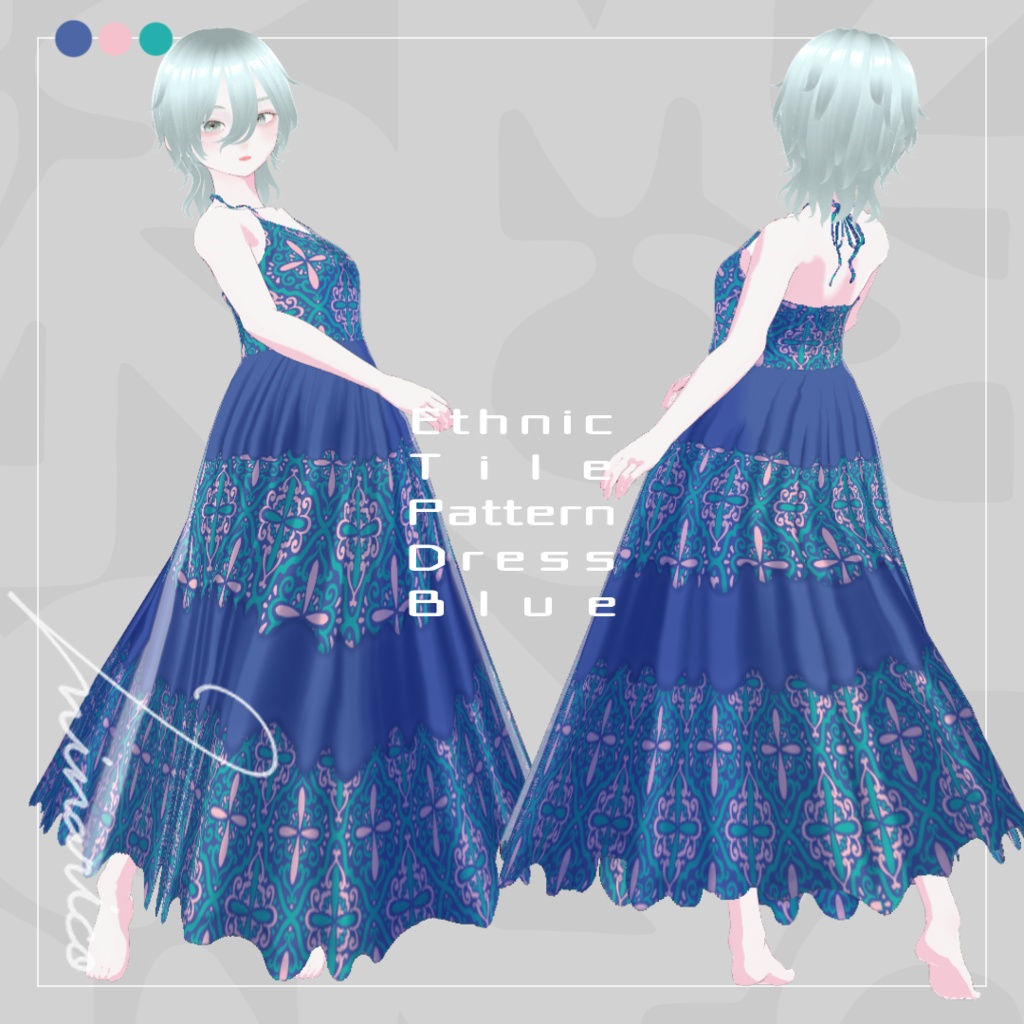 【Vroid】Ethnic Tile Pattern Dress Full Set