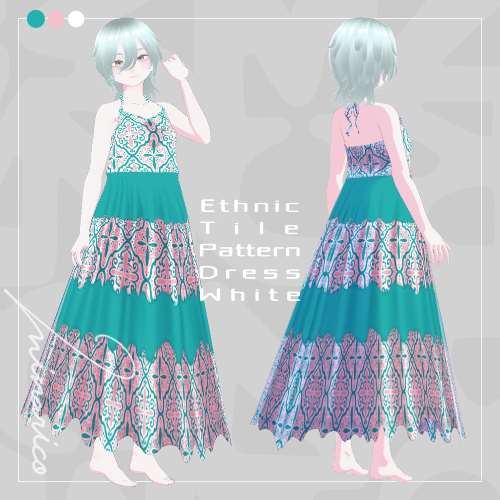 【Vroid】Ethnic Tile Pattern Dress Full Set